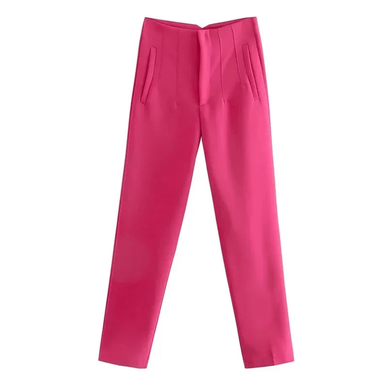 Hoogwaardige Kleurrijke Slim Fit Broek voor Dames