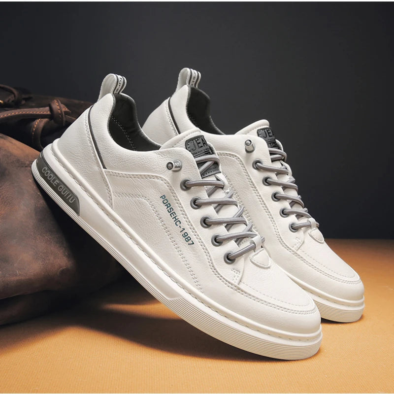 Moderne Heren Sneakers - Lichtgewicht Leren Sneakers met Ademend Mesh