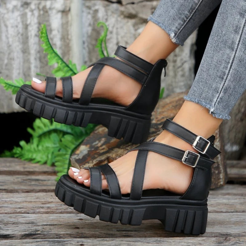 Dames Chunky Sandalen met Gesp - Stoer en Comfortabel