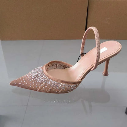 Glitter Slingback Pumps met Puntige Neus en Stilettohak