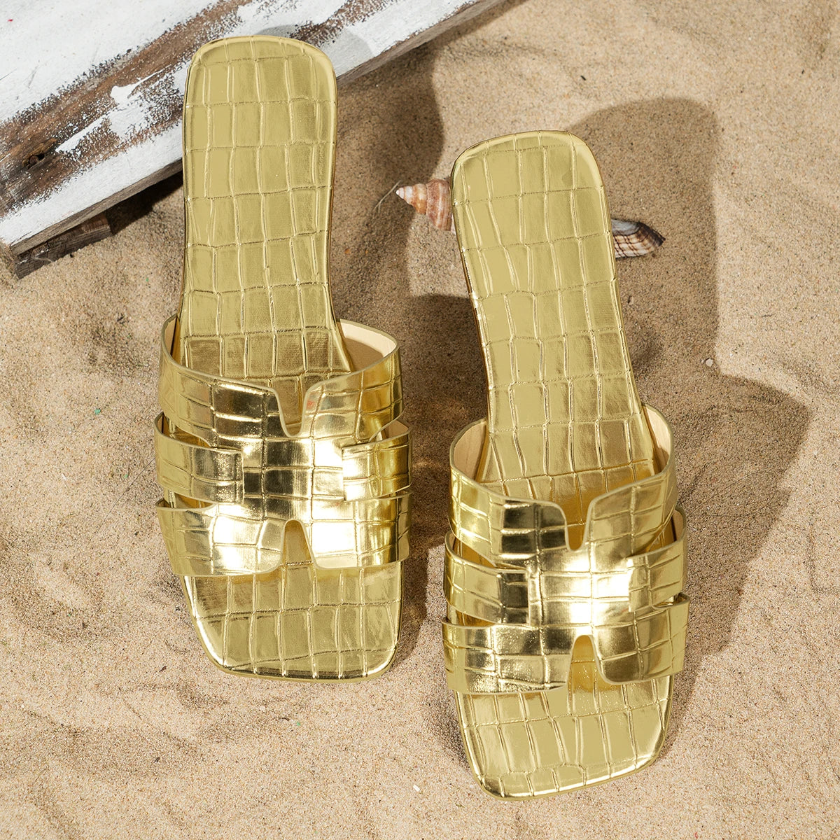 Dames Slip-On Sandalen met Geweven Detail | Luxe Zomerslippers