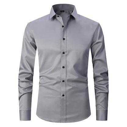 Heren Antikreukel Overhemd - Slim Fit Polyester Met Lange Mouwen