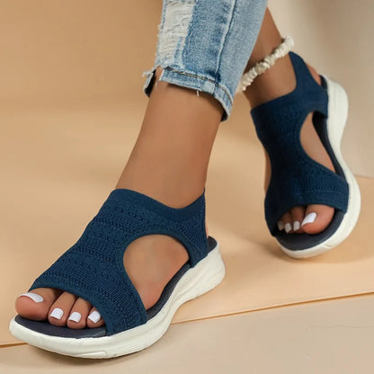 Dames Zomer Sandalen met Geweven Band en Comfortabele Zool